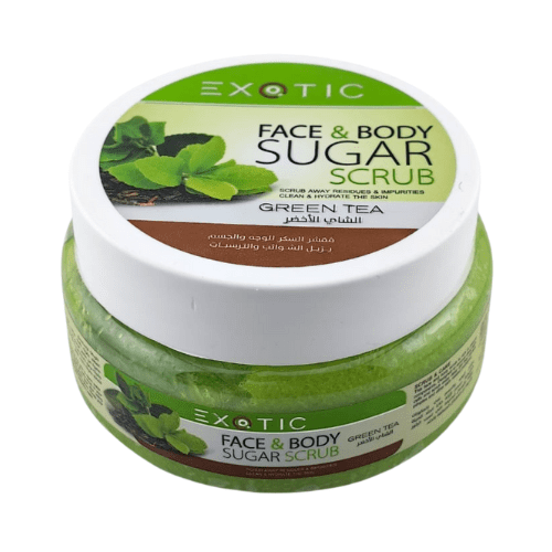 مقشر السكر للوجه والجسم بالشاي الأخضر