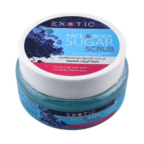 مقشر السكر للوجه والجسم بالنيلة الزرقاء المغربية