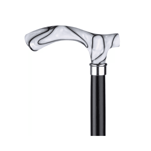 عكاز خشبي فاخر بمقبض من الأكريلك الابيض EA611